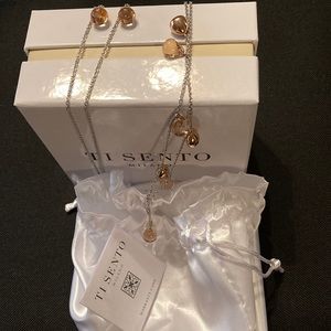 Ti Sento Milano 35” sterling/rose gold plated drop necklace, NIB. Retired.